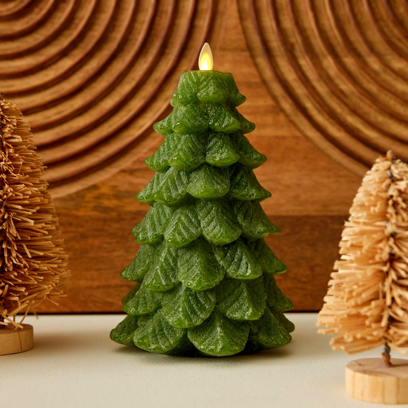 Luminara Chalky Green Christmas Tree Flameless LED Candle 6.5in Holiday New - Picture 4 of 9
